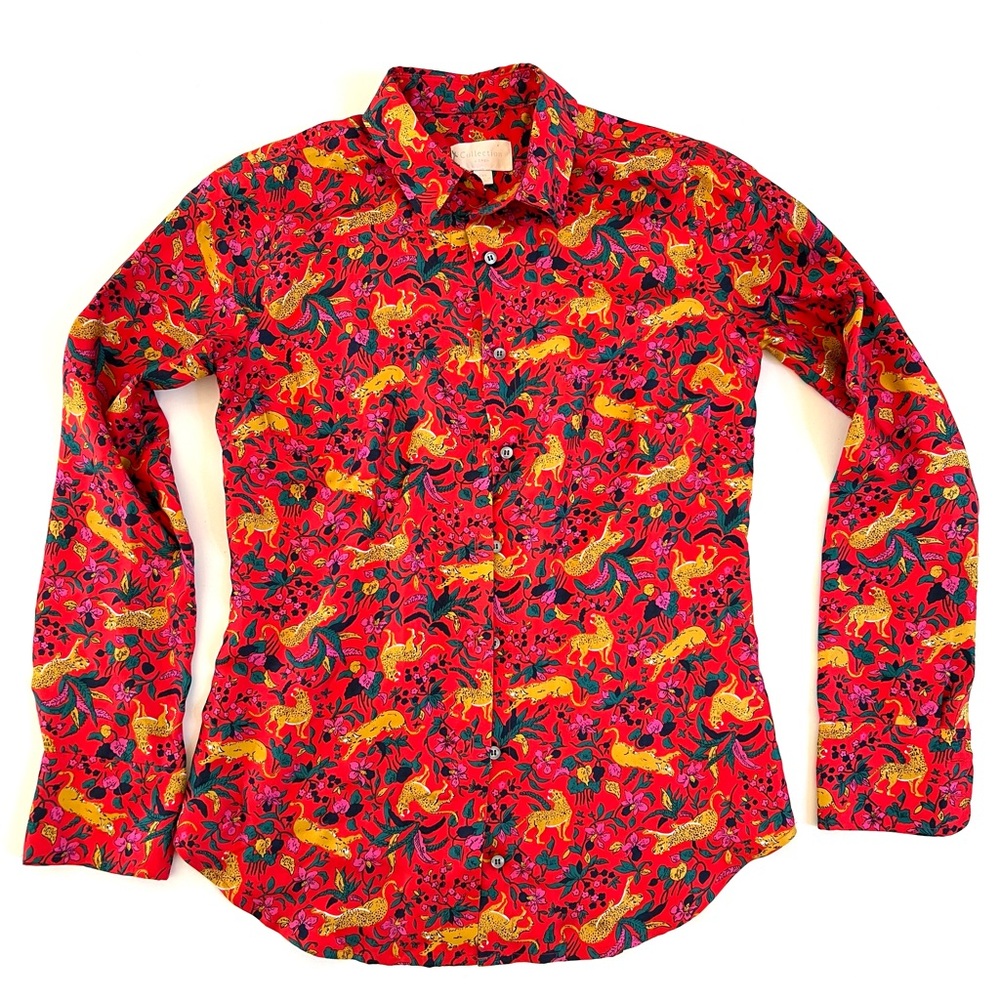 J. Crew Collection Vibrant Red Floral Shirt